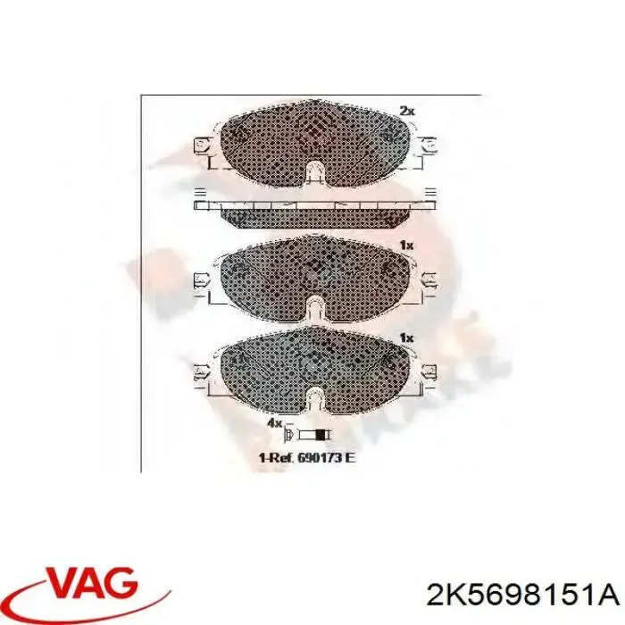 Купити 2K5698151A VAG Колодки гальмівні передні, дискові