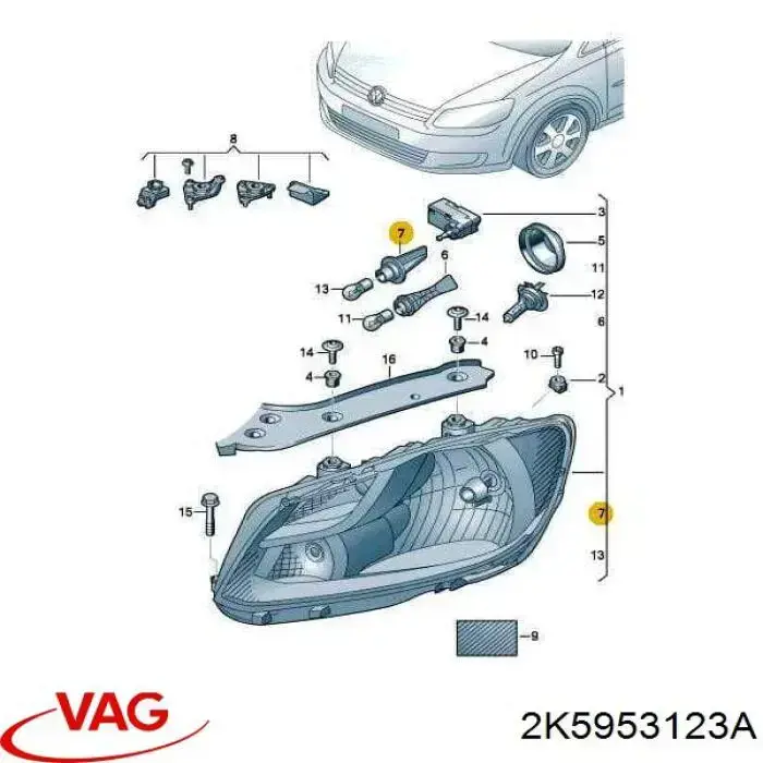 2K5953123A VAG Патрон фари