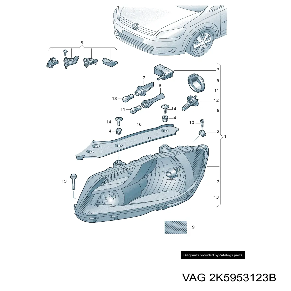 Цоколь лампи в фару VAG 2K5953123B ціна, від 26.75 USD
