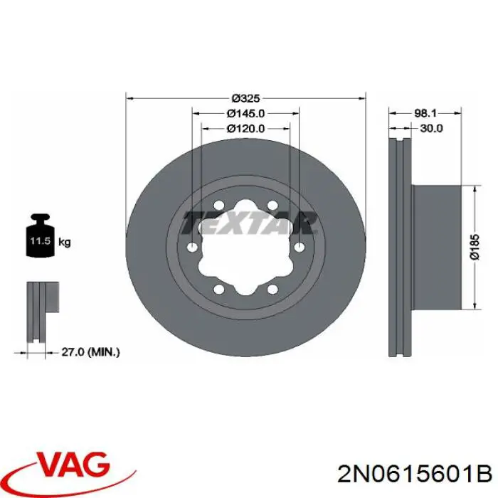 2N0615601B VAG Гальмо дискове переднє