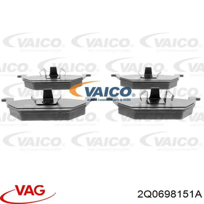 Купити 2Q0698151A VAG Колодки гальмівні передні, дискові