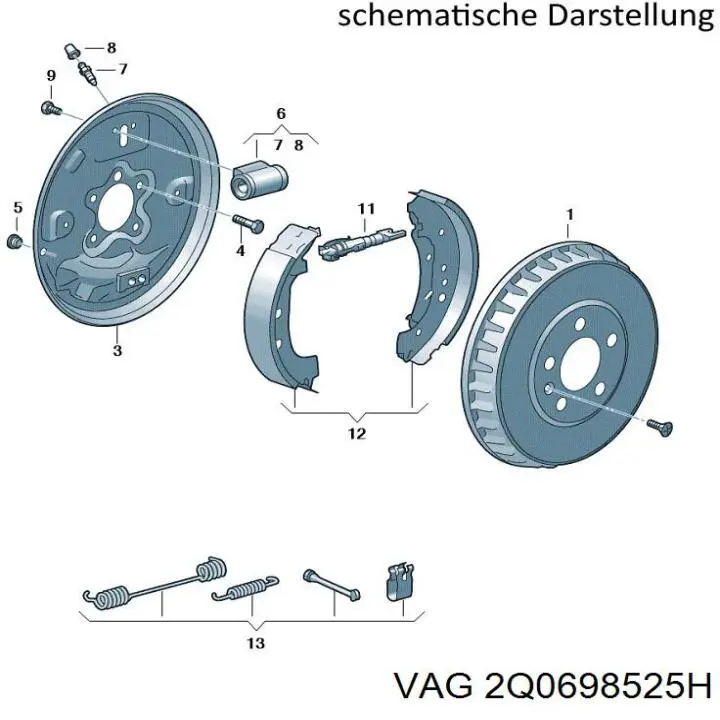 2Q0698525H VAG Колодки гальмівні задні, барабанні
