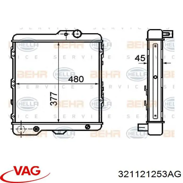 Купити 321121253AG VAG Радіатор двигуна