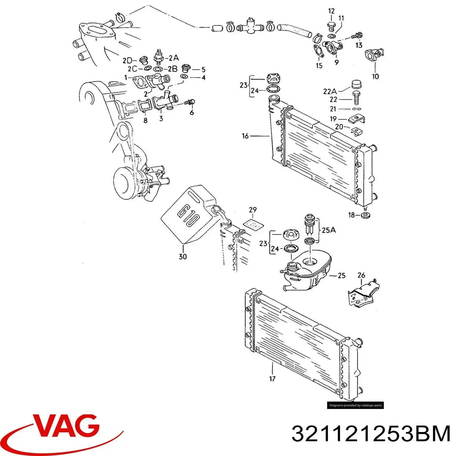 Купити 321121253BM VAG Радіатор двигуна