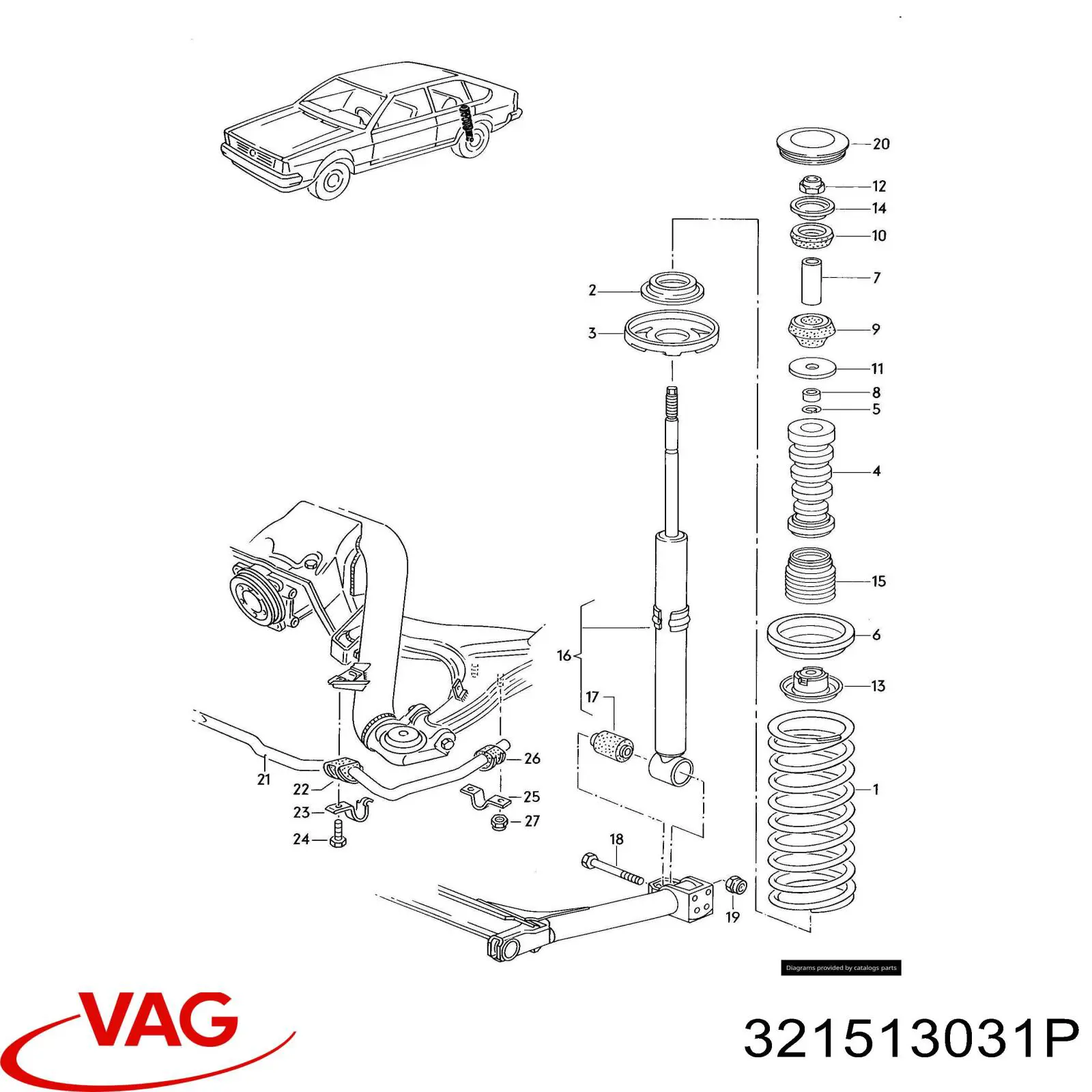 Амортизатор задній 321513031P VAG