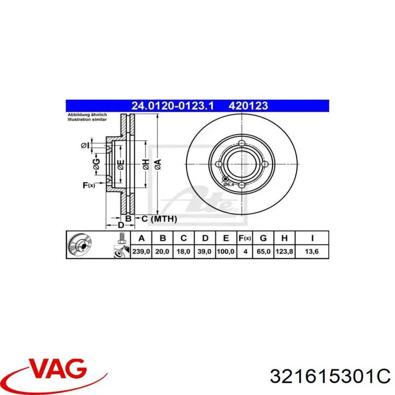 Диск переднього гальма VAG 321615301C ціна, від 21.11 USD