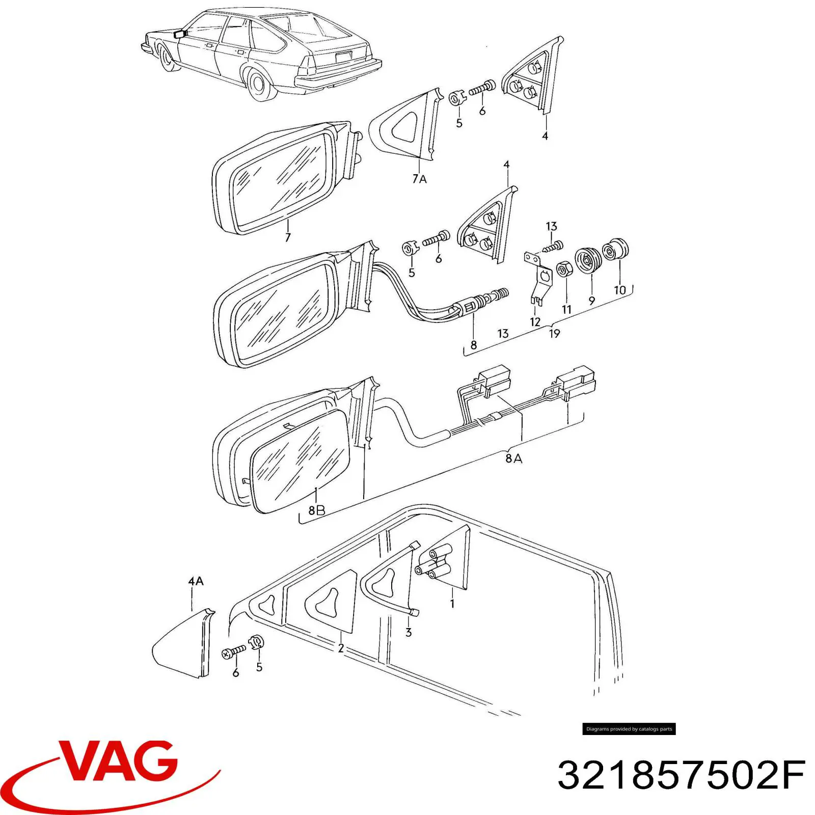 Корпус дзеркала на Volkswagen Passat B2, 32B