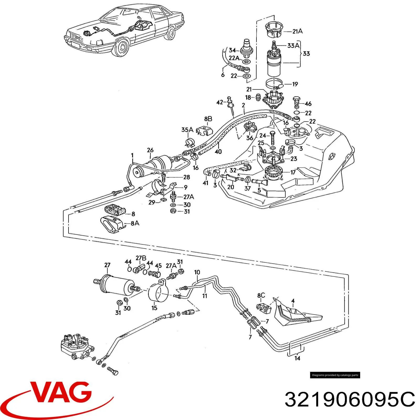 Регулятор тиску палива модуля паливного насосу в баці Audi Coupe (81, 85) (Ауді Купе)