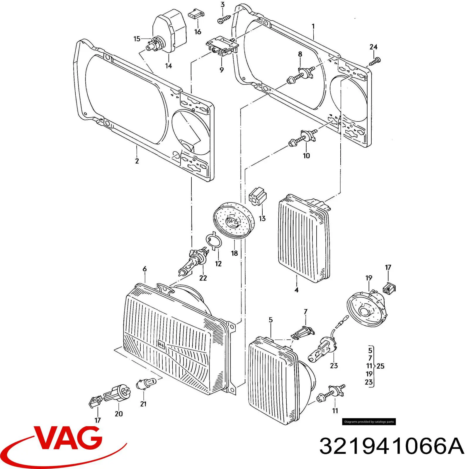 Фара протитуманна, права VAG 321941066A ціна, від 209.67 USD