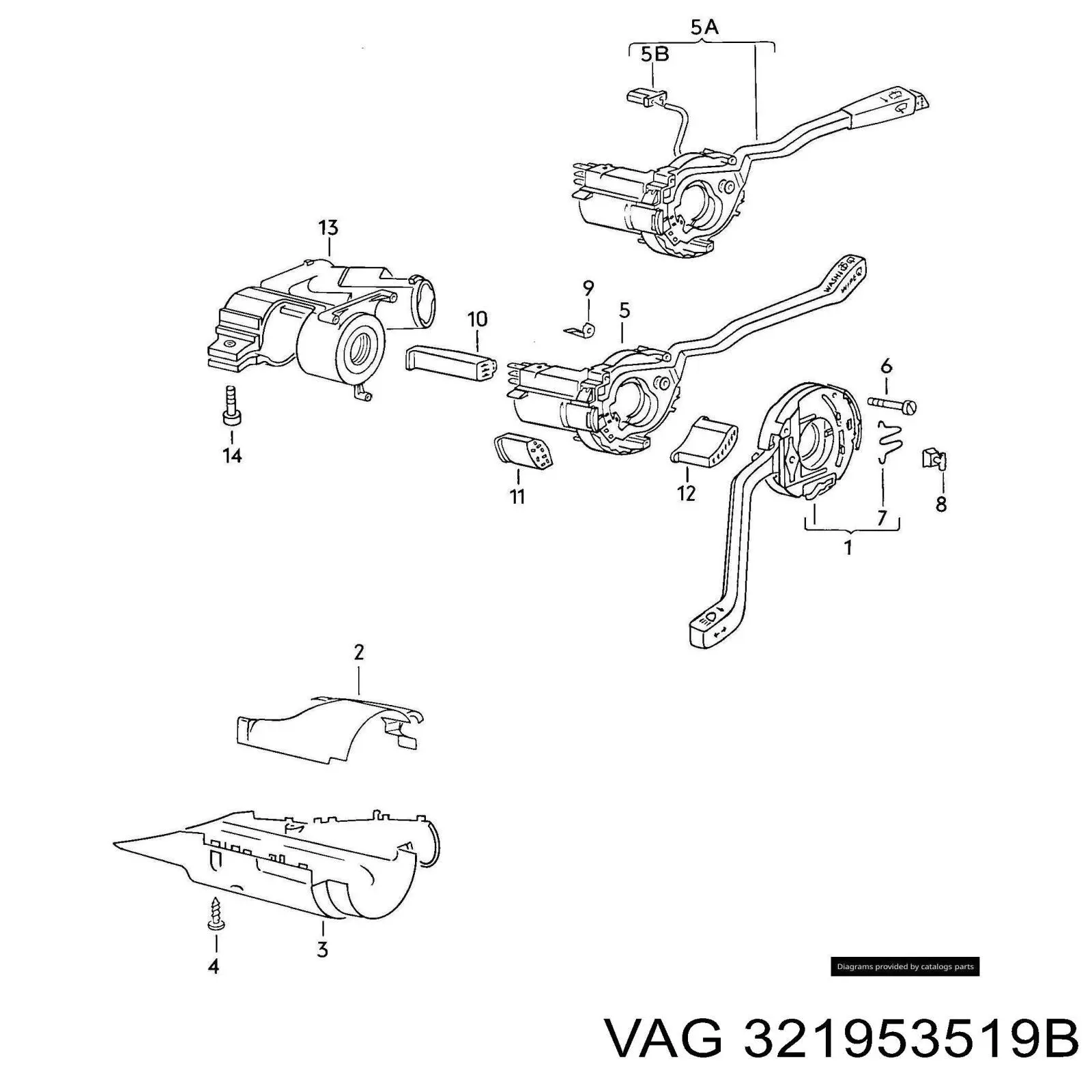 Перемикач підрульовий, правий VAG 321953519B ціна, від 11.31 USD