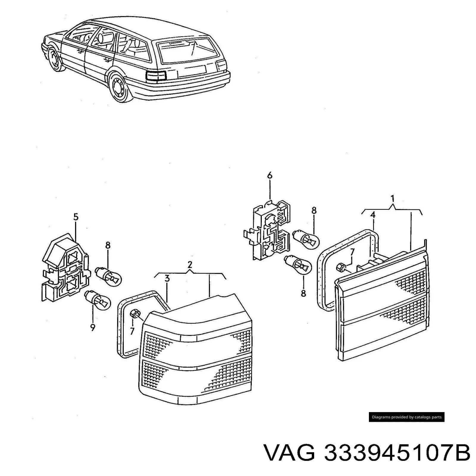 Ліхтар задній лівий, внутрішній 333945107B VAG