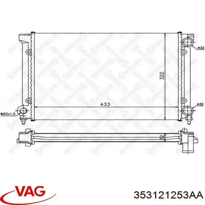 Радіатор основний VAG 353121253AA ціна, від 33.21 USD
