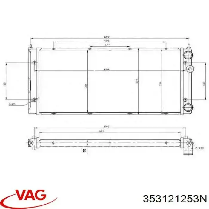 Радіатор основний VAG 353121253N ціна, від 45.03 USD