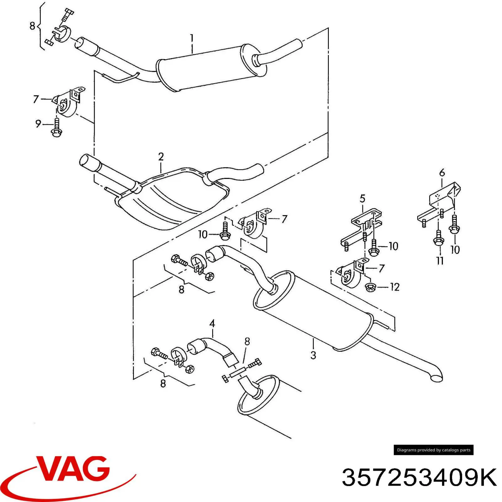 Глушник VAG 357253409K ціна, від 34.86 USD
