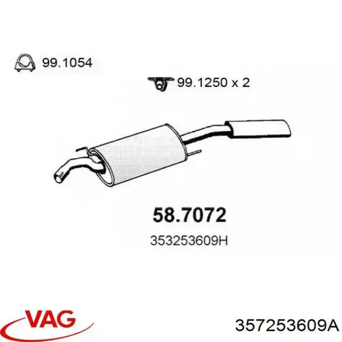 357253609A VAG Глушник, задня частина