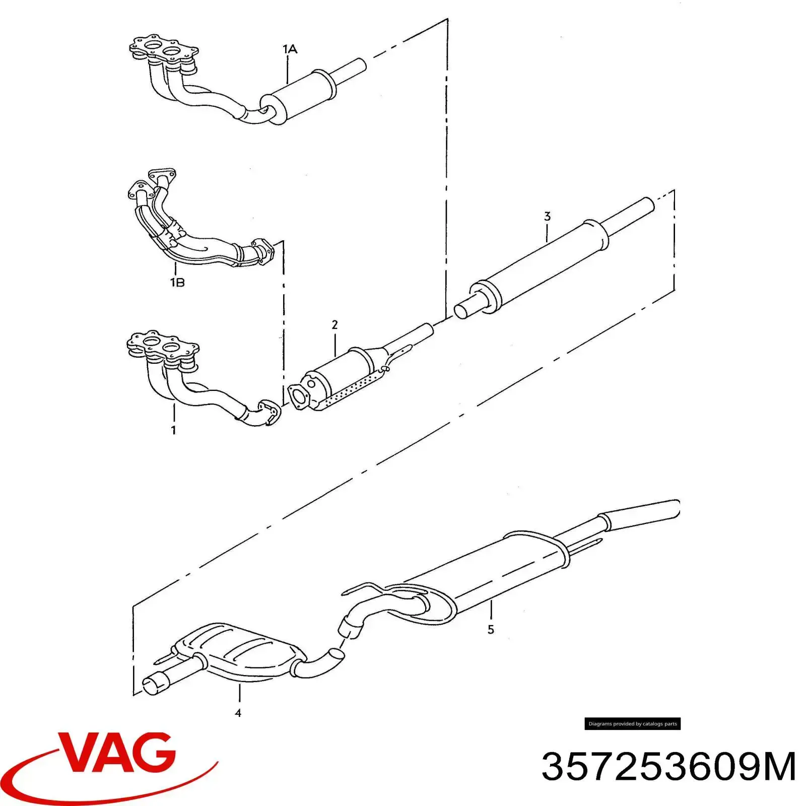 Купити 357253609M VAG Глушник вихлопних газів кінцевий