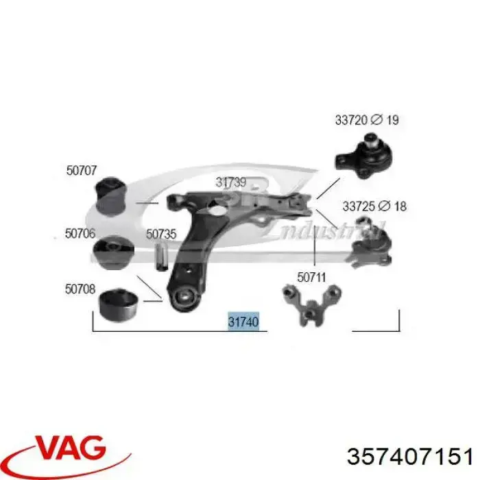Важіль передньої підвіски нижній, лівий/правий VAG 357407151 ціна, від 48.13 USD