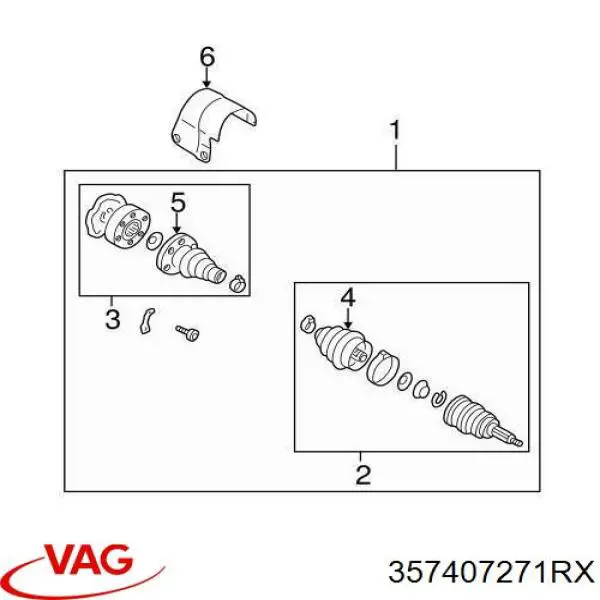 Купити 357407271RX VAG Ліва піввісь
