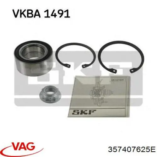 Комплект підшипник маточини передньої VAG 357407625E ціна, від 14.81 USD