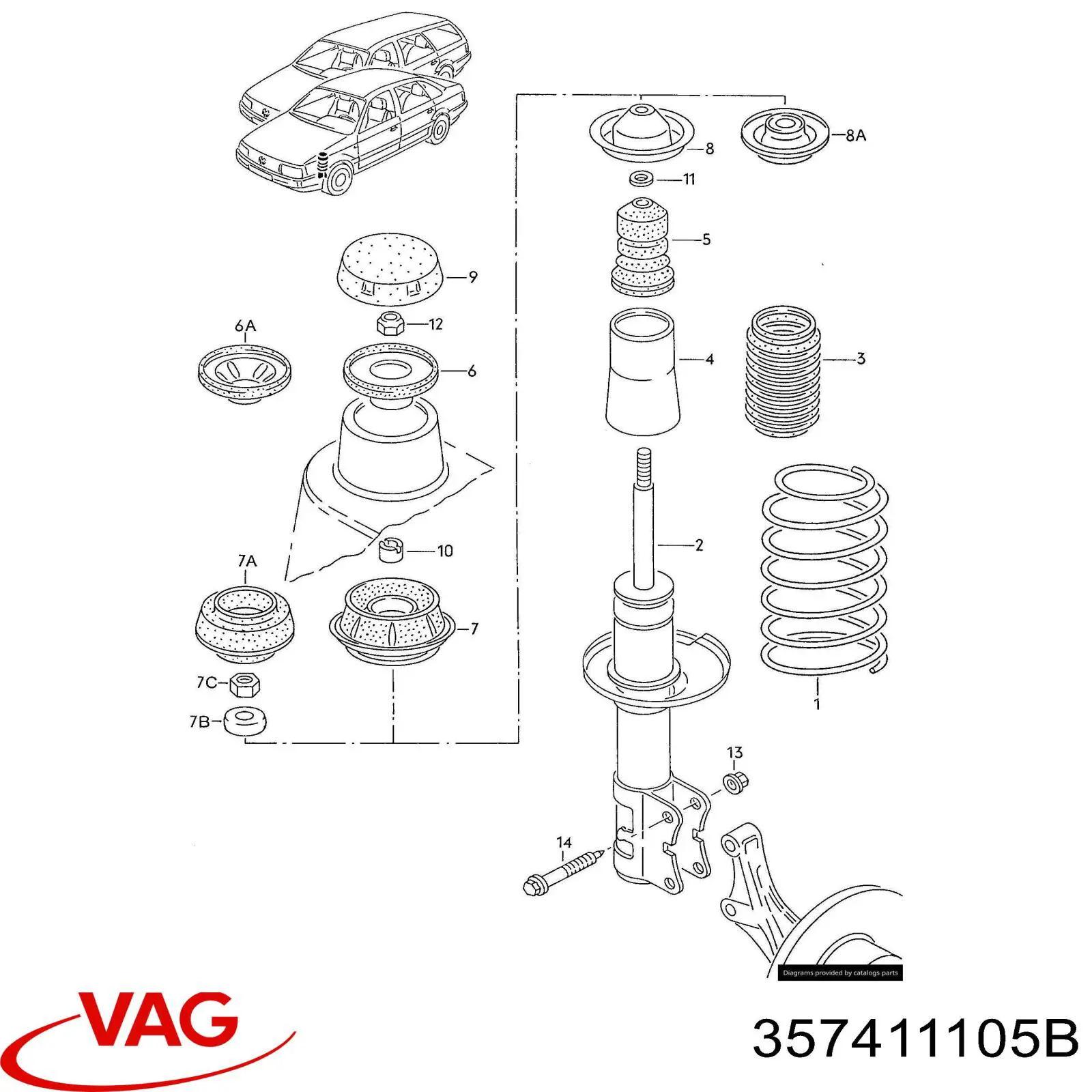 Пружина передньої підвіски VAG 357411105A