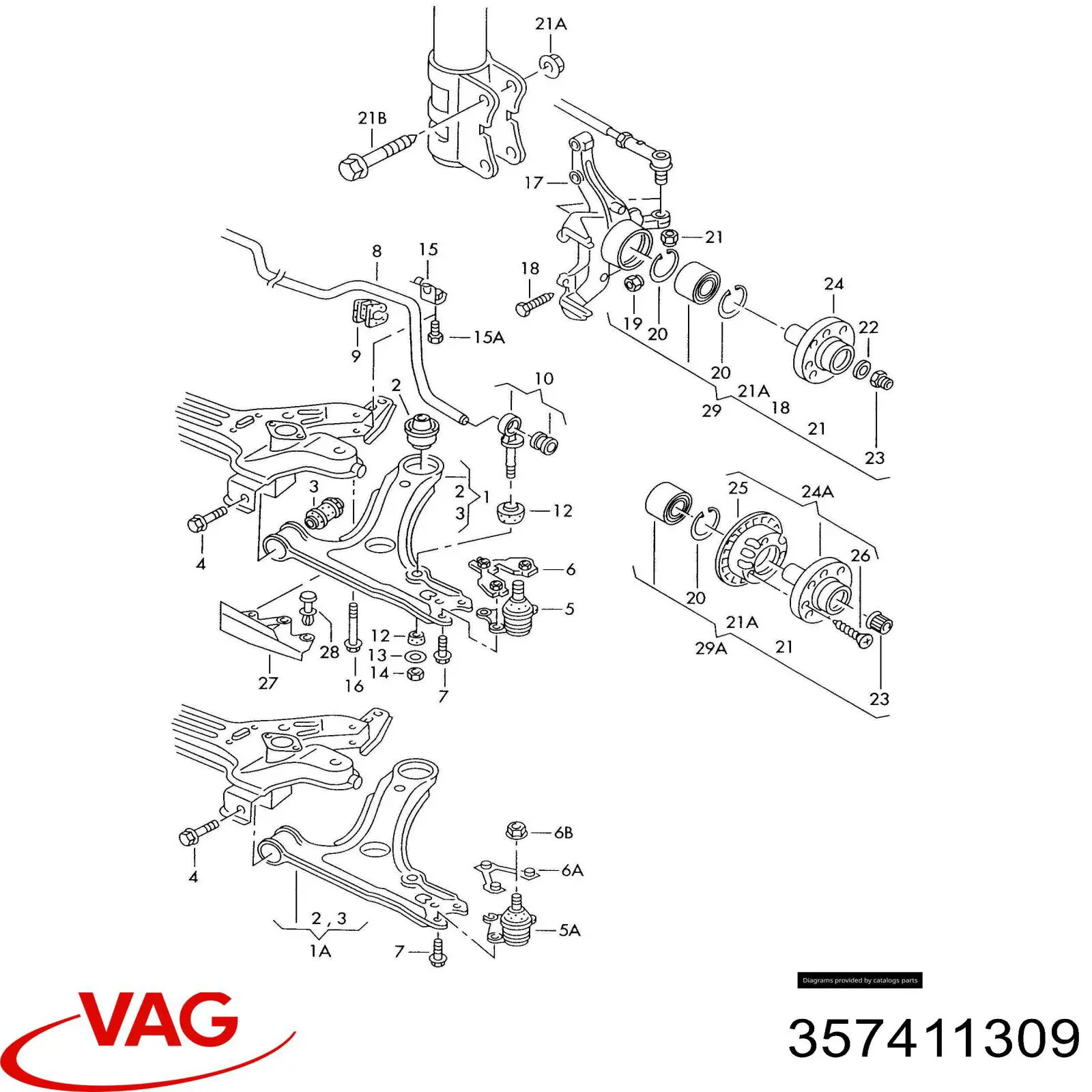 Стійка стабілізатора переднього 357411309 VAG