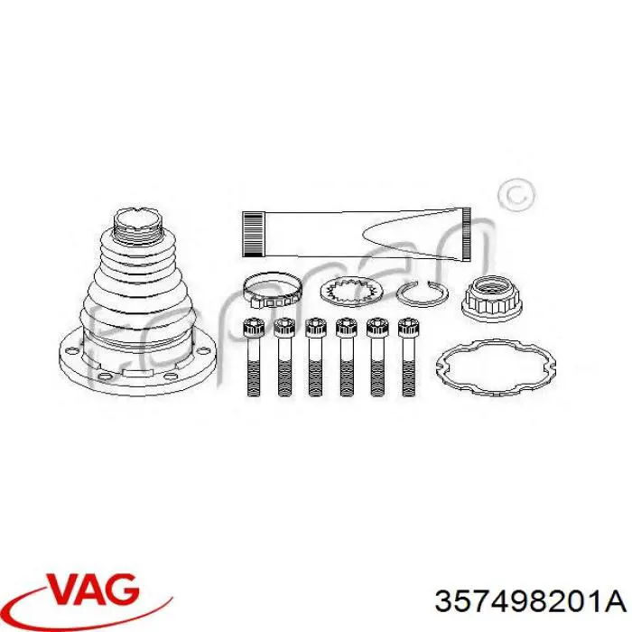 Пильник ШРКШа внутрішній, задньої піввісі 357498201A VAG