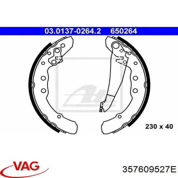 Колодки гальмові задні, барабанні VAG 357609527E ціна, від 18.97 USD