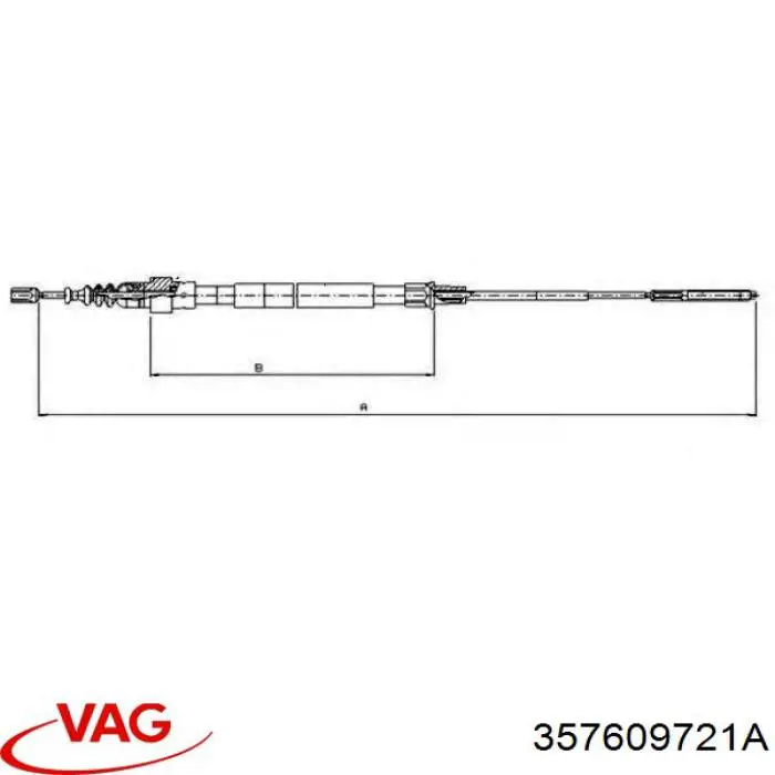 Трос ручного гальма задній, правий/лівий 357609721A VAG