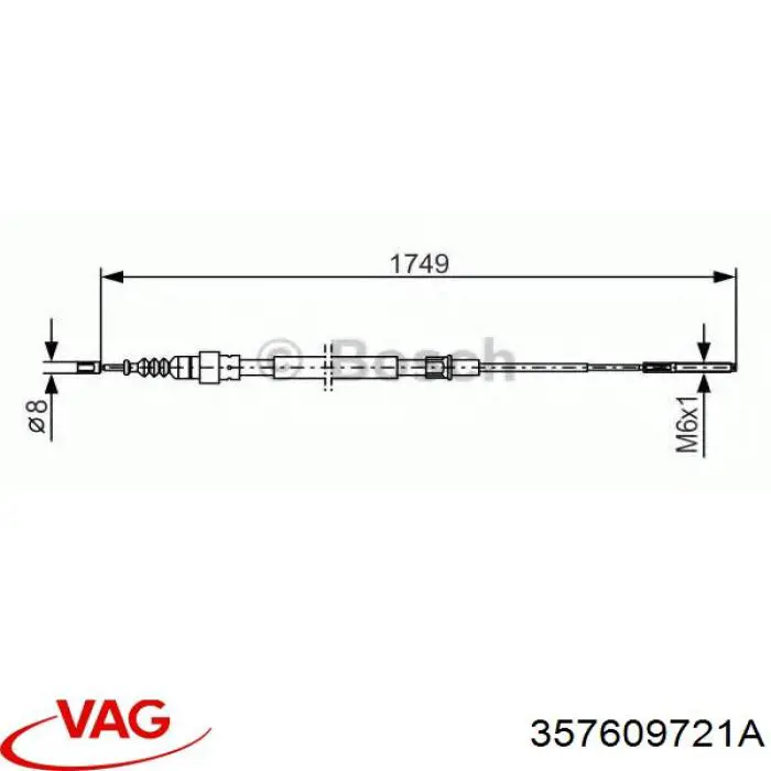 Трос ручного гальма задній, правий/лівий VAG 357609721A ціна, від 6.66 USD