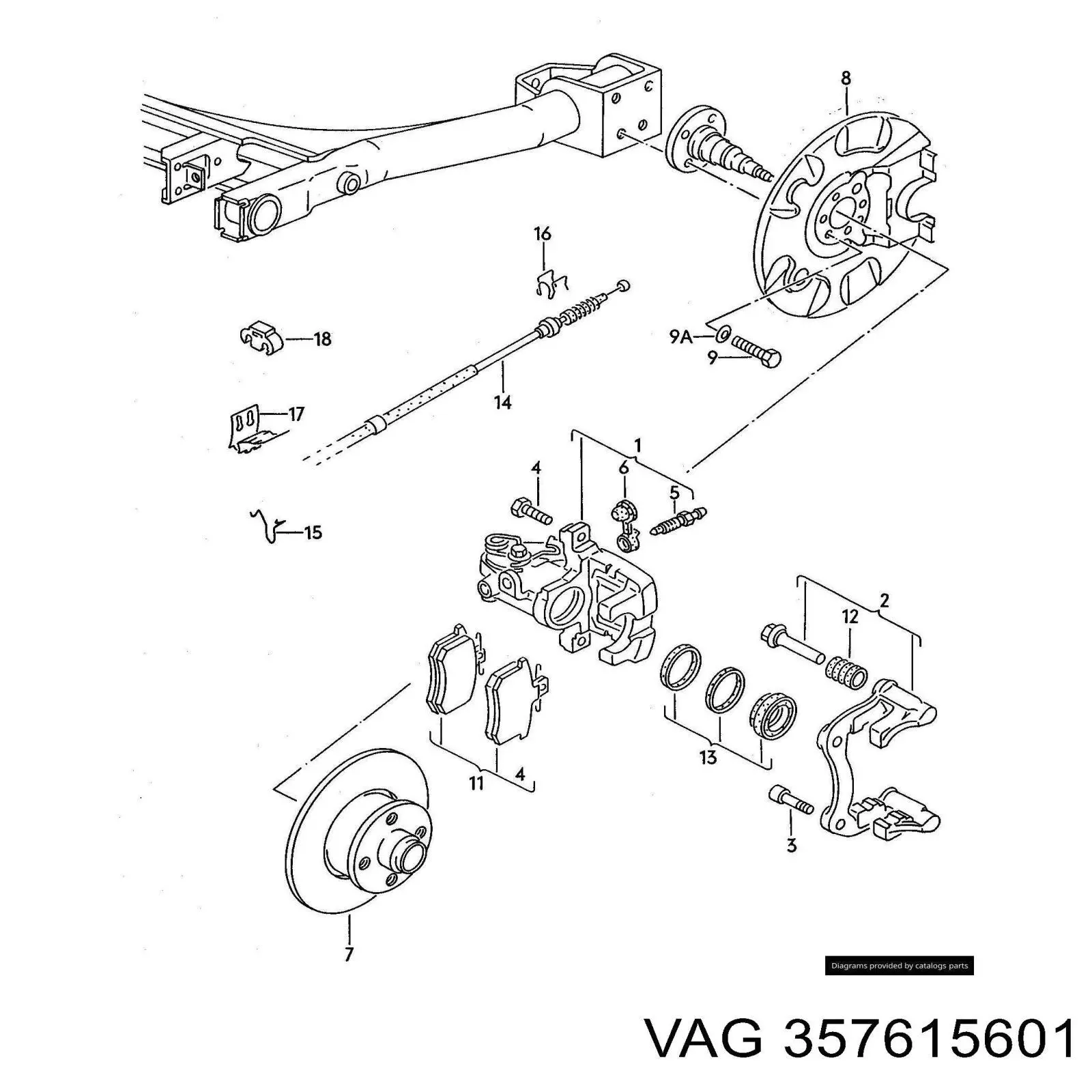 Диск гальмівний задній VAG 357615601