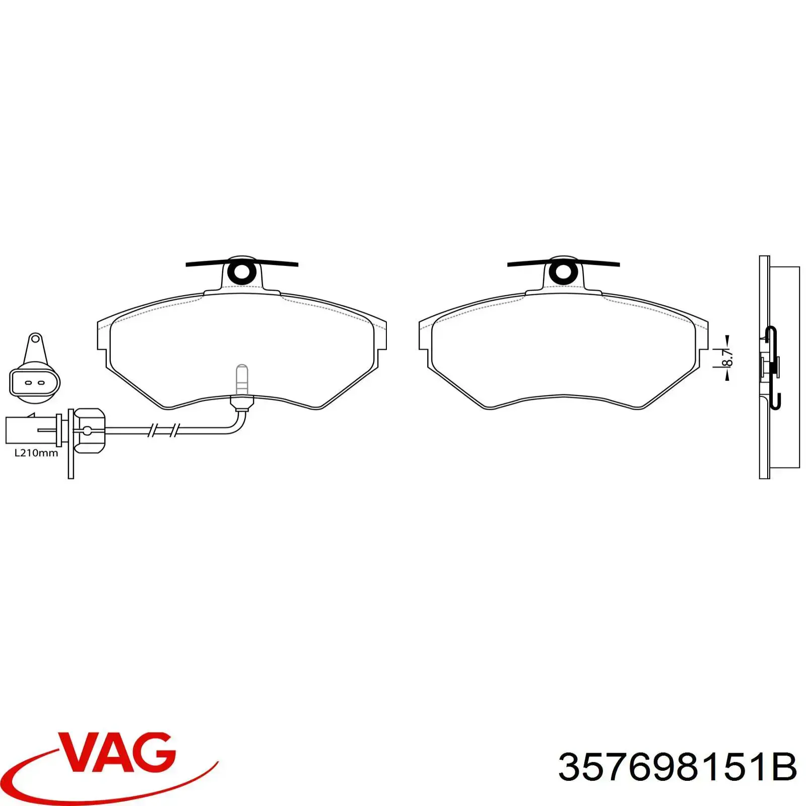 Гальмівні колодки VAG 357698151B ціна, від 13.48 USD