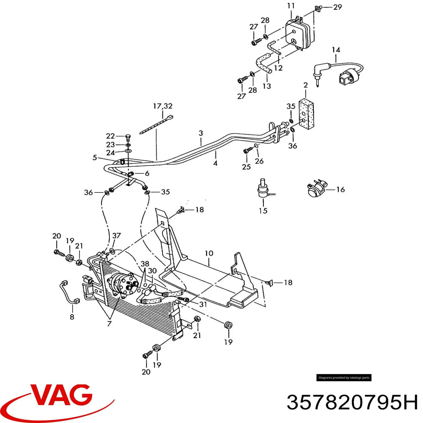 Клапан компресора кондиціонера VAG 357820795H ціна, від 33.31 USD