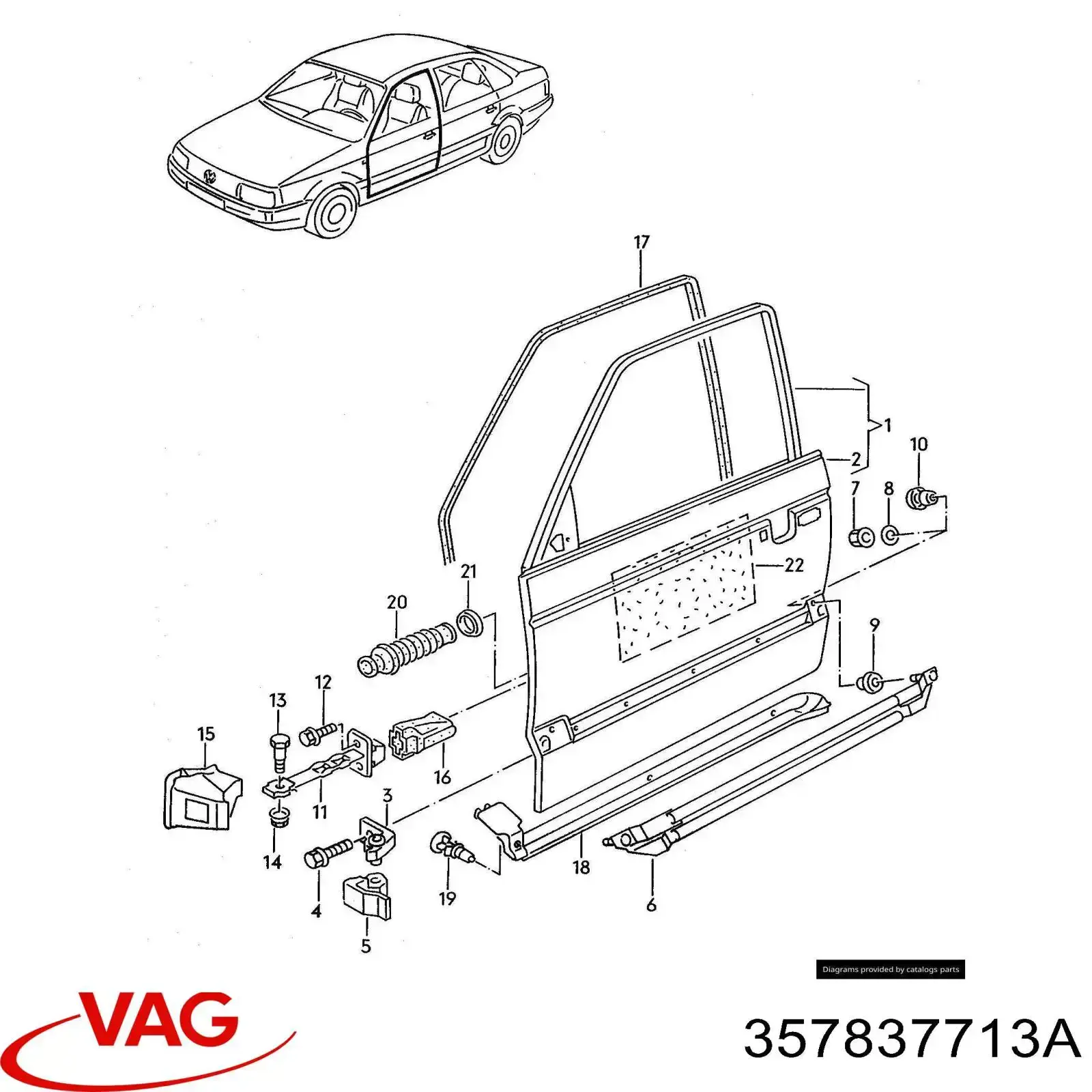 Ущільнювач двері передньої лівої (на двері) VAG 357837713 ціна, від 85.68 USD