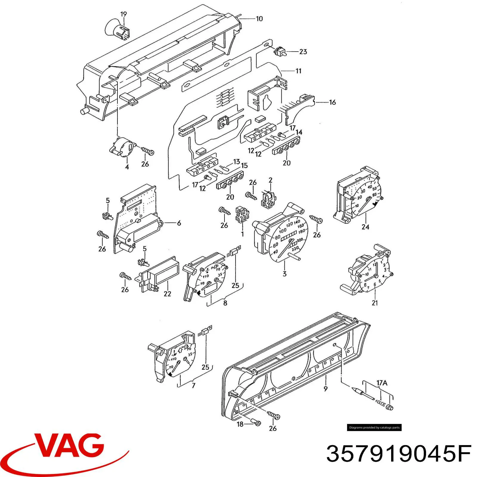 357919045F VAG Блок шкали рівня палива приладової панелі