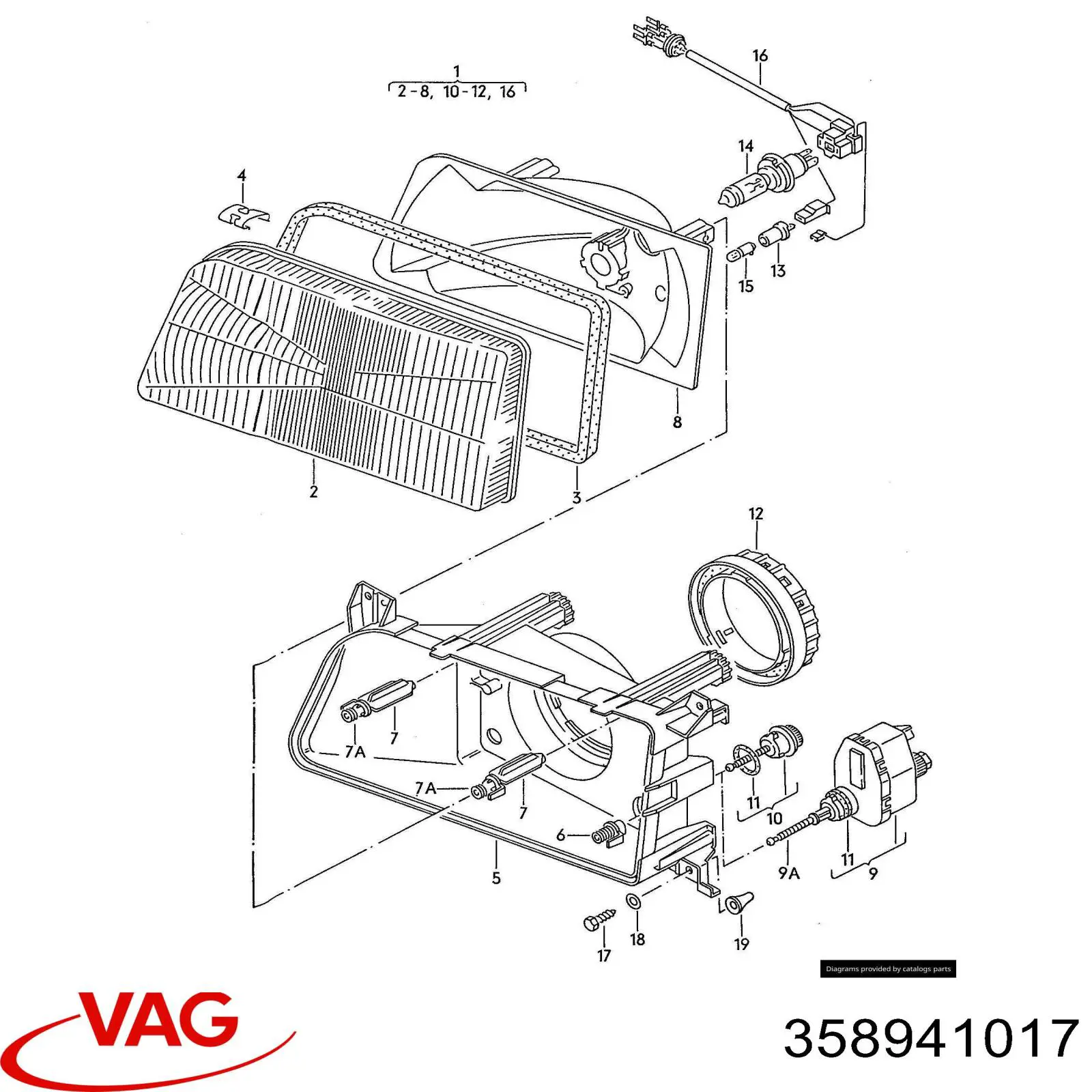Купити 358941017 VAG Фара ліва передня