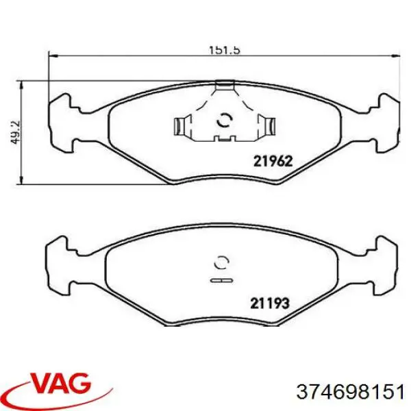 374698151 VAG Передні гальмівні колодки