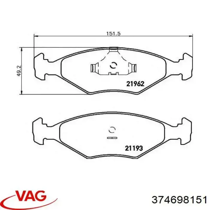 Гальмівні колодки VAG 374698151 ціна, від 20.96 USD