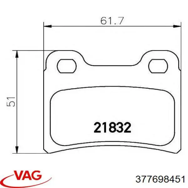 377698451 VAG Колодки гальмівні задні, дискові