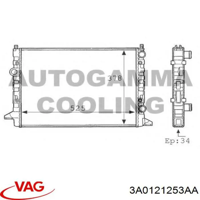 Купити 3A0121253AA VAG Радіатор двигуна