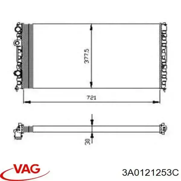 Радіатор основний VAG 3A0121253C ціна, від 58.61 USD
