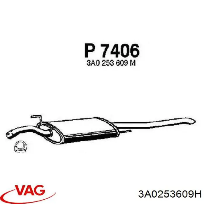 3A0253609H VAG Глушник, задня частина