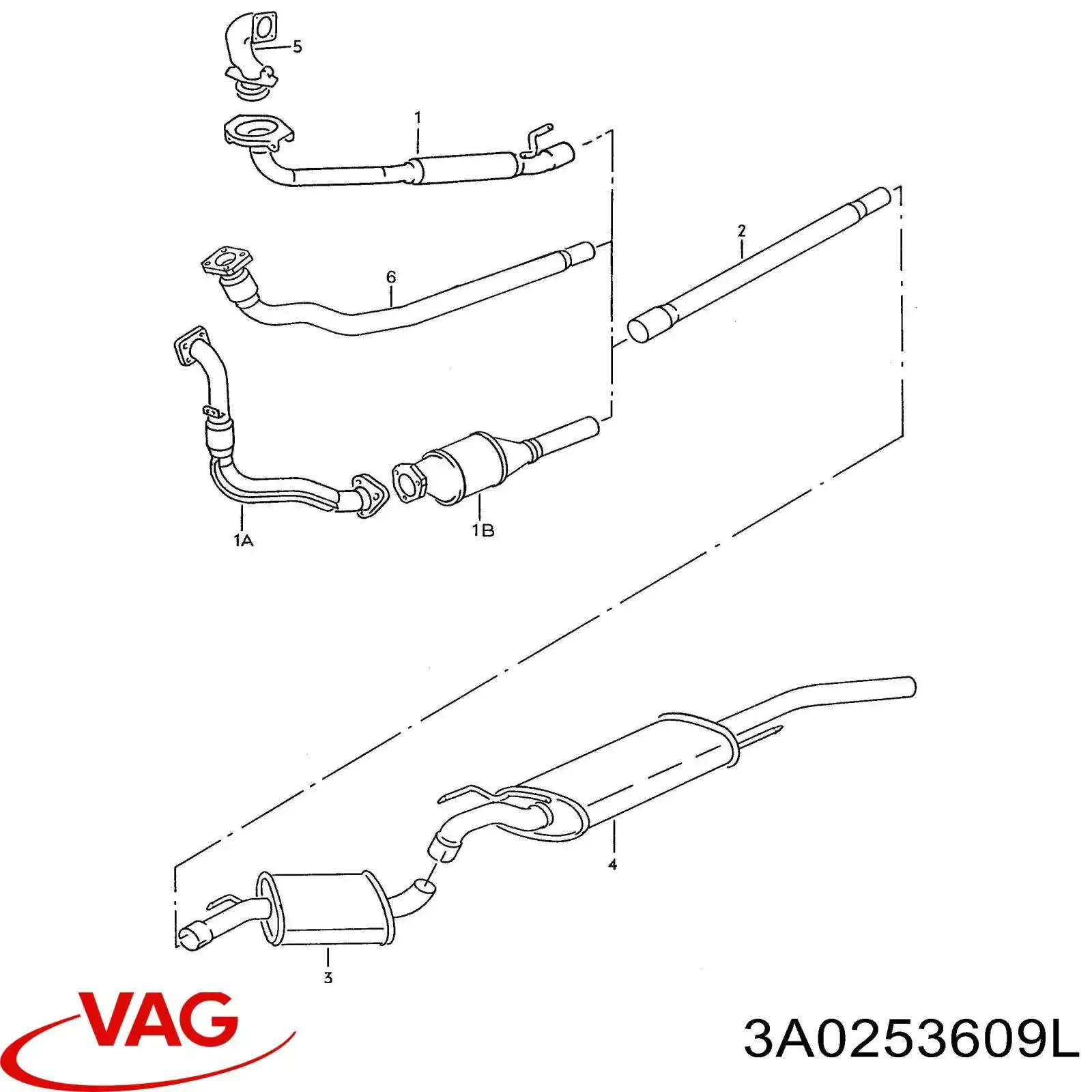 Вихлопна труба VAG 3A0253609L ціна, від 53.45 USD