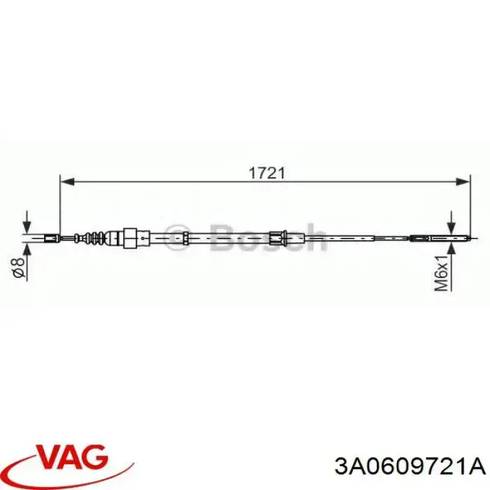 Трос ручного гальма задній, правий/лівий VAG 3A0609721A ціна, від 7.58 USD