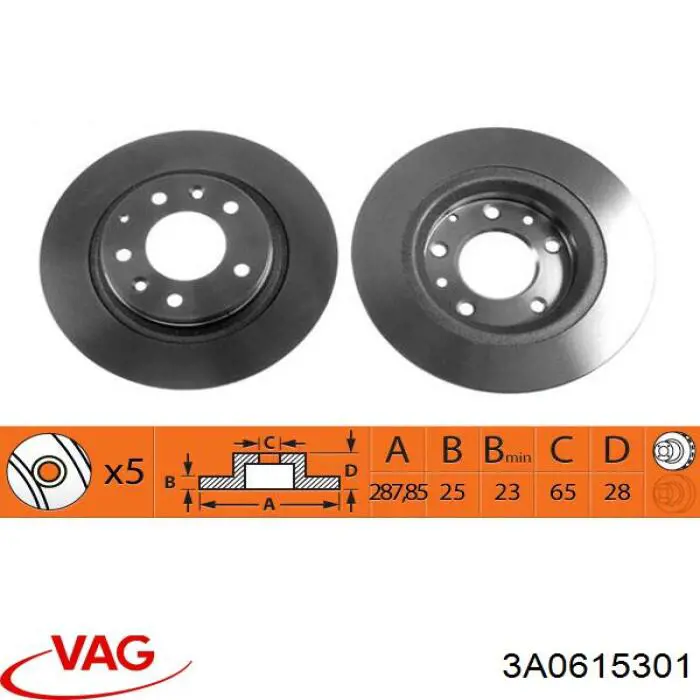 3A0615301 VAG Гальмо дискове переднє