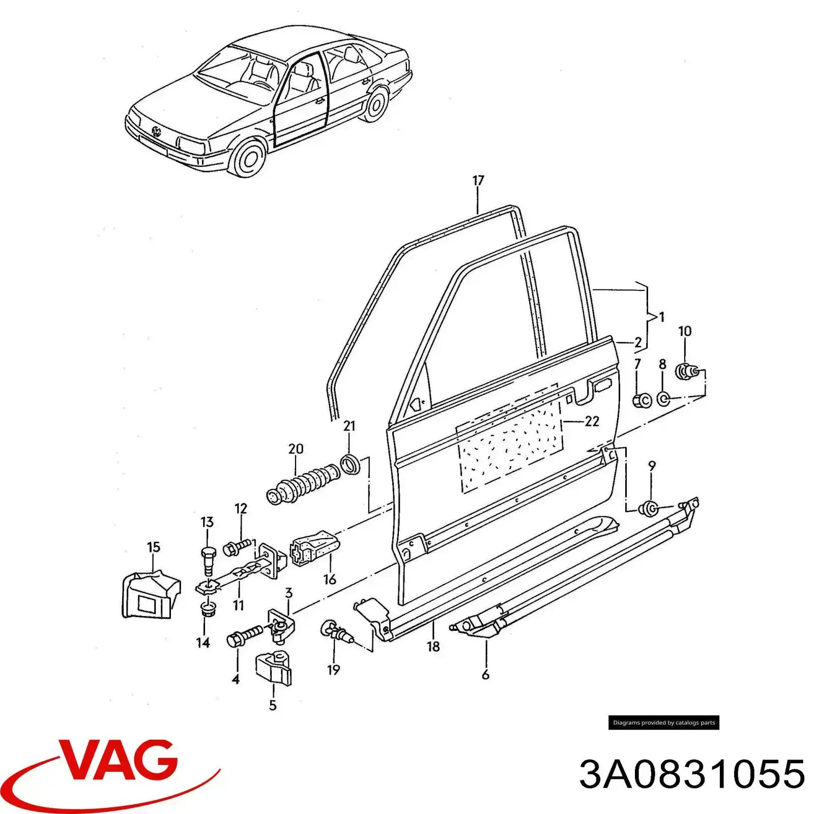 3A0831055 VAG Дверь передня ліва