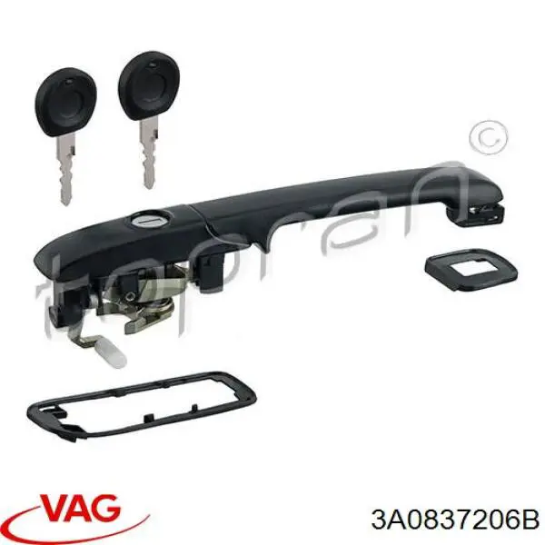 Ручка передньої двері зовнішня права VAG 3A0837206B ціна, від 10.79 USD
