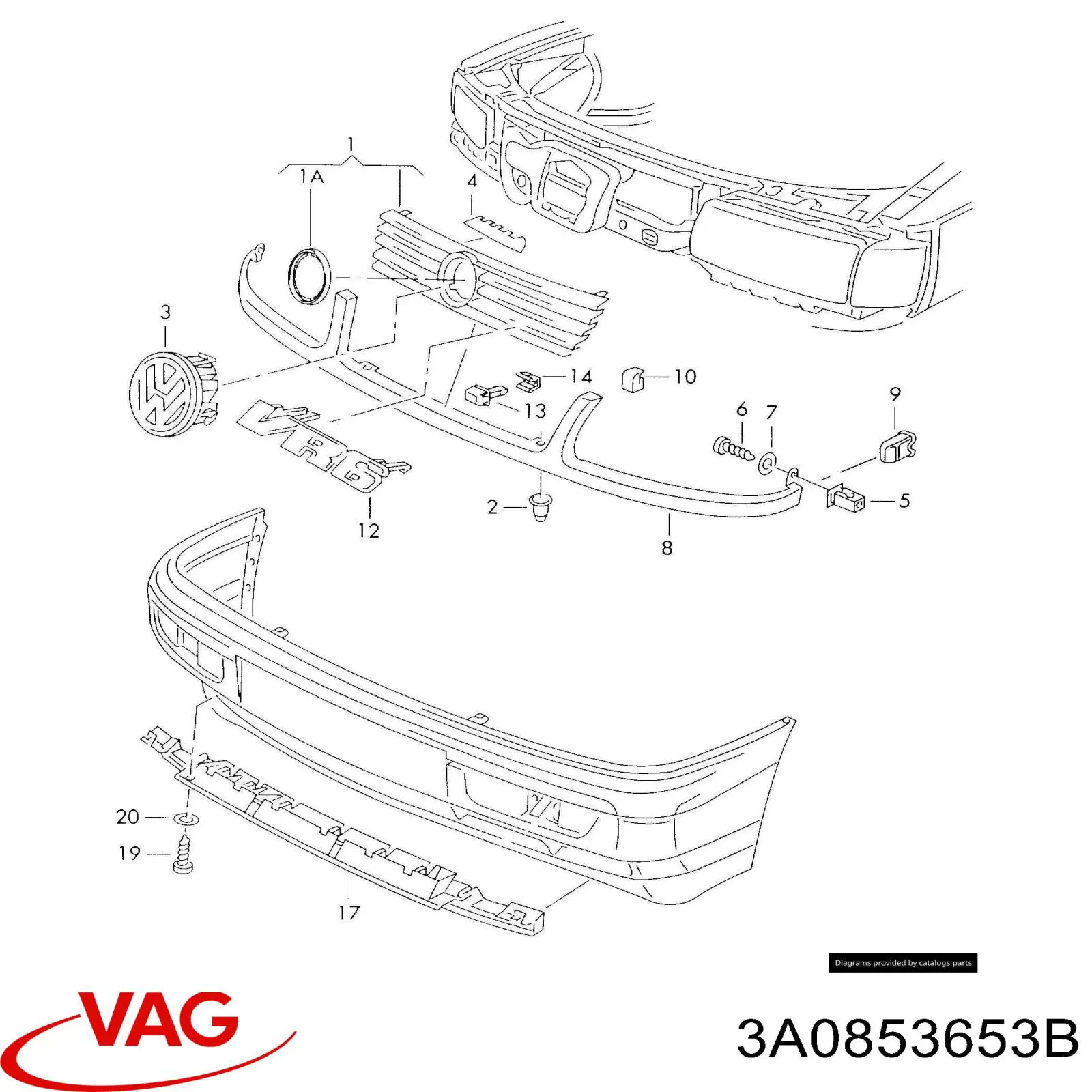 Купити 3A0853653B VAG Захисна решітка радіатора