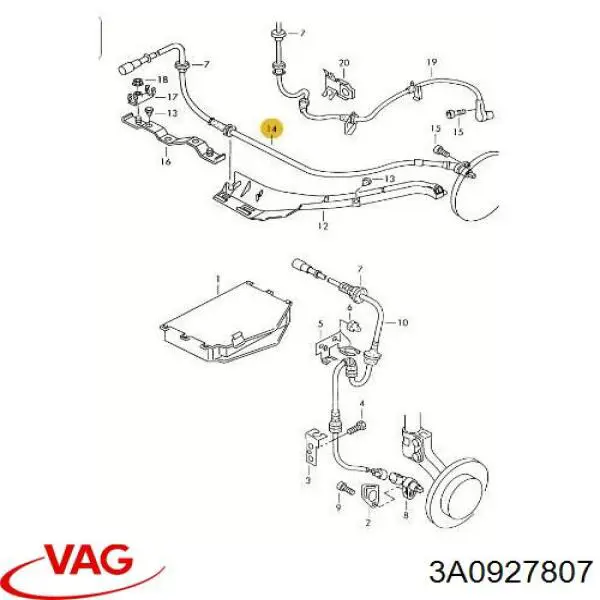 Датчик ABS передній лівий VAG 3A0927807 ціна, від 11.52 USD