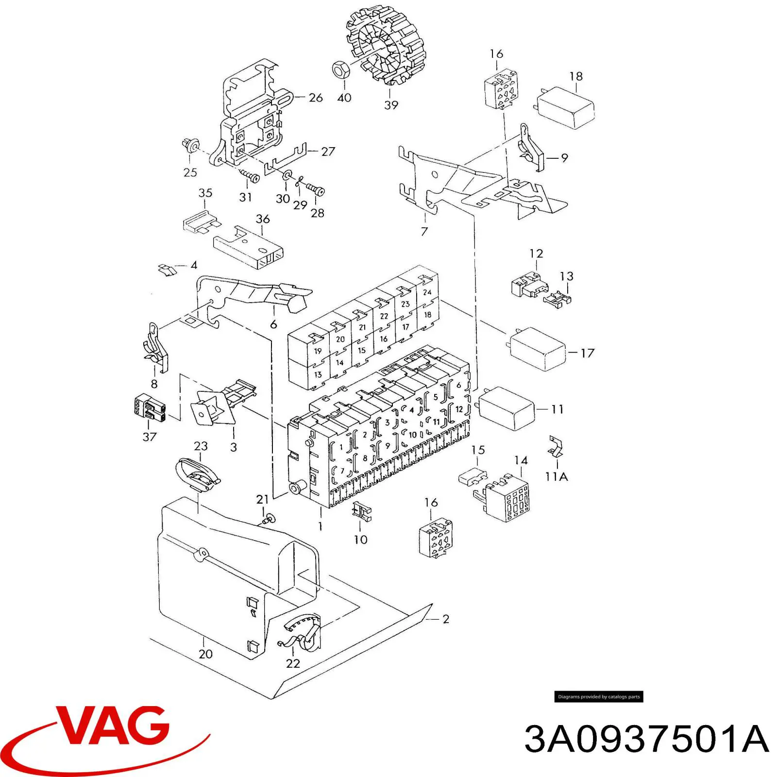 Блок запобіжників задній, салонний VAG 3A0937501A ціна, від 3.80 USD