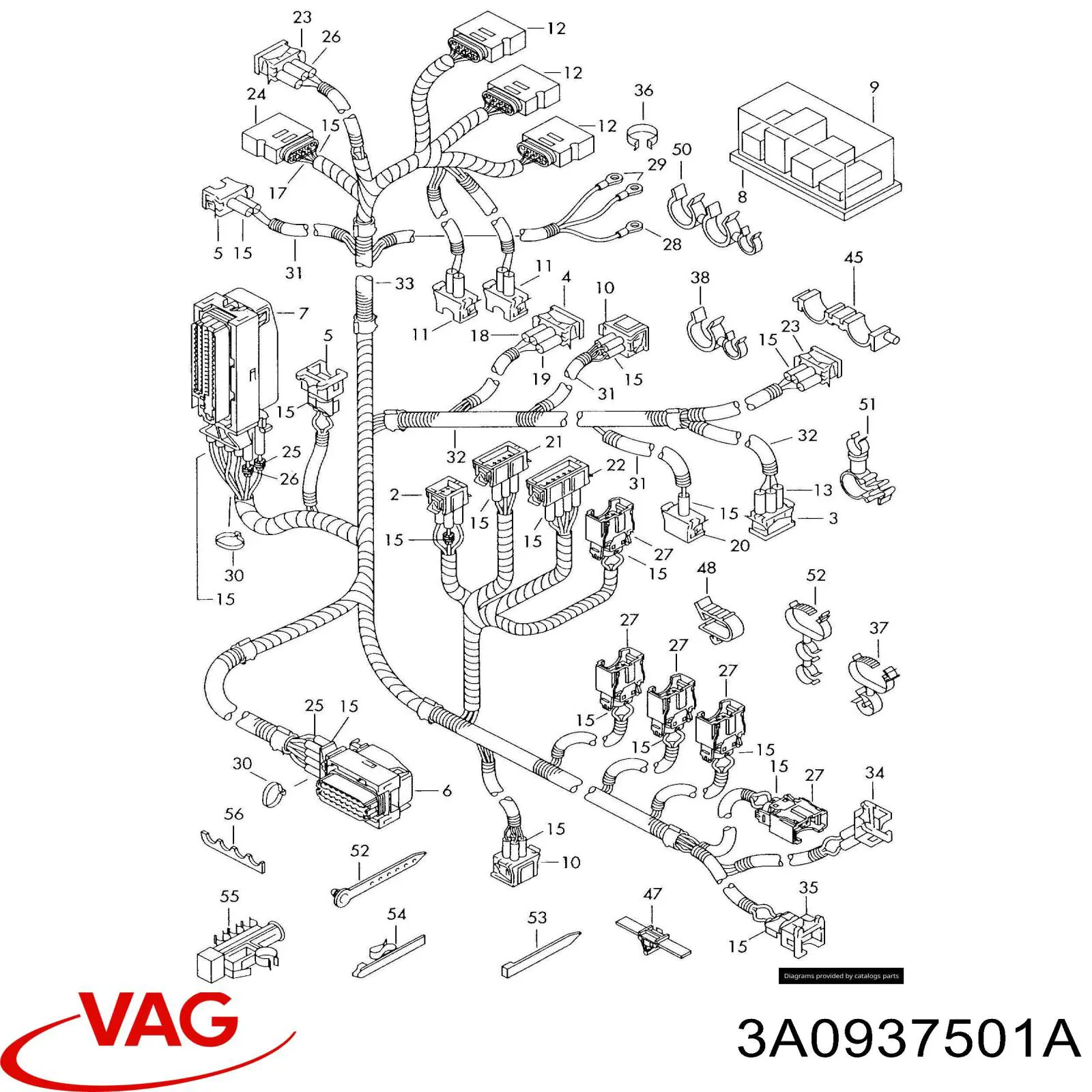 Купити 3A0937501A VAG Блок запобіжників задній, салонний
